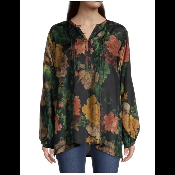 🔥🔥NWT Johnny Was Bayani Colorful Floral Printed Silk Tunic Size Medium - Picture 7 of 13